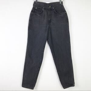 Vintage Chic High Rise Faded Black Tapered Leg Denim Mom Jeans Made in USA 24P